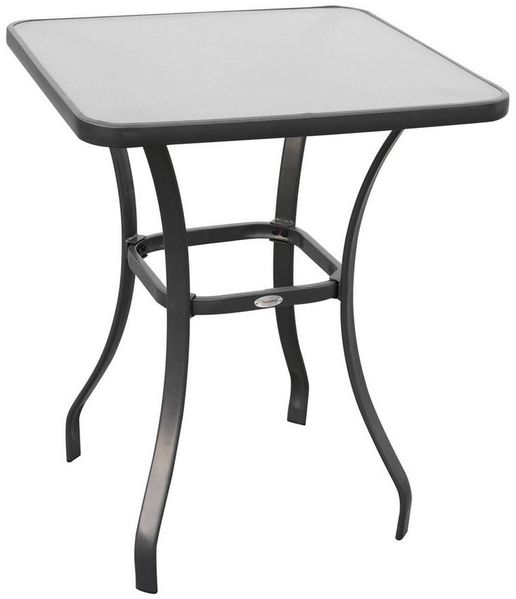Outsunny Beistelltisch Hartglas+Metall Schwarz (Glastisch, 1-St, Bistrotisch), Hartglas+Metall Schwarz L68,5xB68,5xH84cm