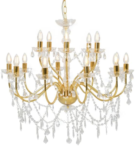 vidaXL Kronleuchter 2-lagig Golden 15×E14-Glühbirnen 281613
