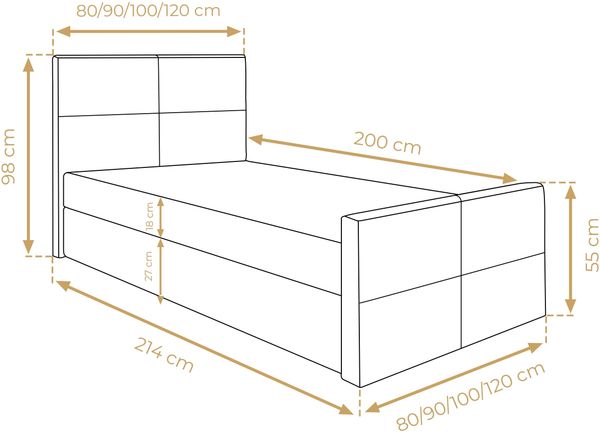 AX LIVING Boxspringbett Grau Aleyna Bett 120 x 200 mit Bettkasten Bild 4