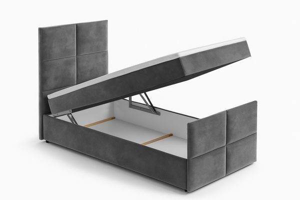 AX LIVING Boxspringbett Grau Aleyna Bett 120 x 200 mit Bettkasten Bild 3