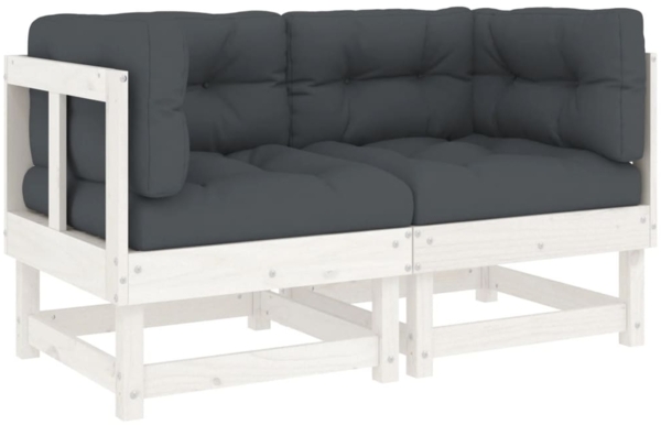 vidaXL Ecksofas mit Kissen 2 Stk. Weiß Massivholz Kiefer 825451