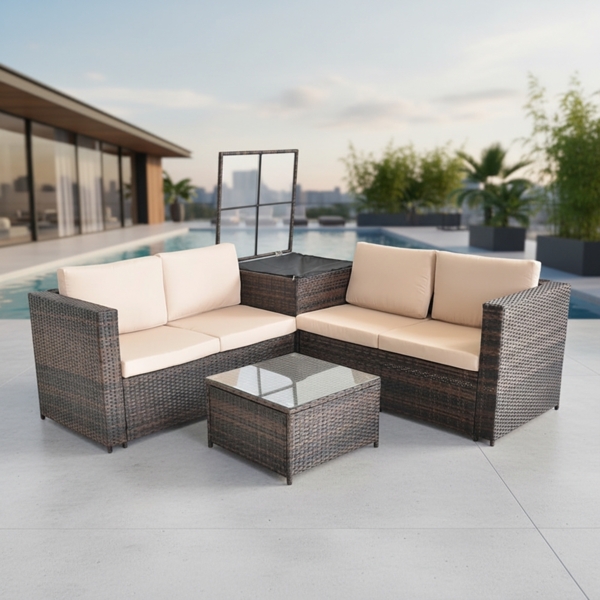 XXL Sitzgruppe Polyrattan Gartenlounge Set Sitzgarnitur Gartenmöbel Sitzecke