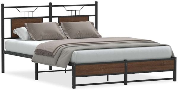 Doppelbett, Bettgestell Modernen ohne Matratze Braun Eiche 140x200 cm Holzwerkstoff d1903e
