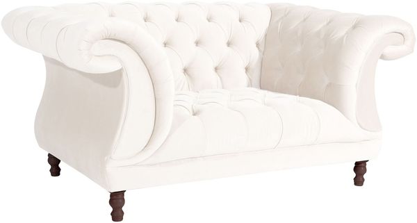 Chesterfield Sessel Kaylin Samtvelours creme