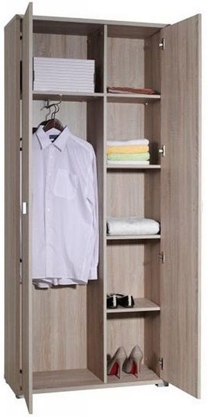 MOEBLO Kleiderschrank ELTO 05 (Flurschrak Drehtürenschrank mit Einlegeböden, Wohnzimmerschrank 2-türig Schrank Gaderobe Drehtüren) - (BxHxT): 85 x 195 x 34 cm Bild 3