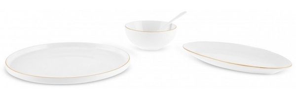 Karaca Frühstücksteller Forever Bone Fika Frühstücksset 22-tlg für 6 Personen, Gold