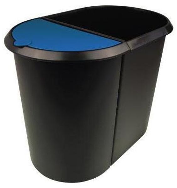 Helit 'Duo-System' Papierkorb, Kunststoff, 29 (20 + 9) Liter, Blau / Schwarz