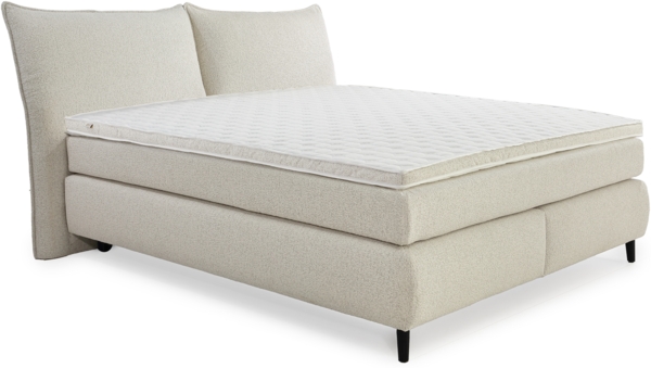 BOXSPRINGBETT 180x200 cm, Kopfteil mit Keder, 7-Zonen-Tonnentaschen-Federkernmatratzen H4, Topper, Bonell-Federkern, Flachgewebe Beige Grau