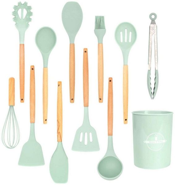 Intirilife Kochbesteck-Set (Set, 12-tlg, Set), Küchenutensilien Set Zange Schneebesen Pfannenwender Schöpfkelle