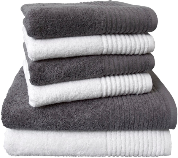 Dyckhoff Handtuch Set Brillant, Walkfrottee (Set, 6-St), mit Streifenbordüre,4 Handtücher (50x100cm), 2 Duschtücher (70x140cm)