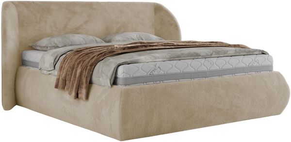 Polsterbett mit Lattenrost, Doppelbett Bettkasten, Bettgestell mit Gasdruckfeder - CAELA CLASSIC - 160 x 200 cm - Creme Plüsch Bild 5