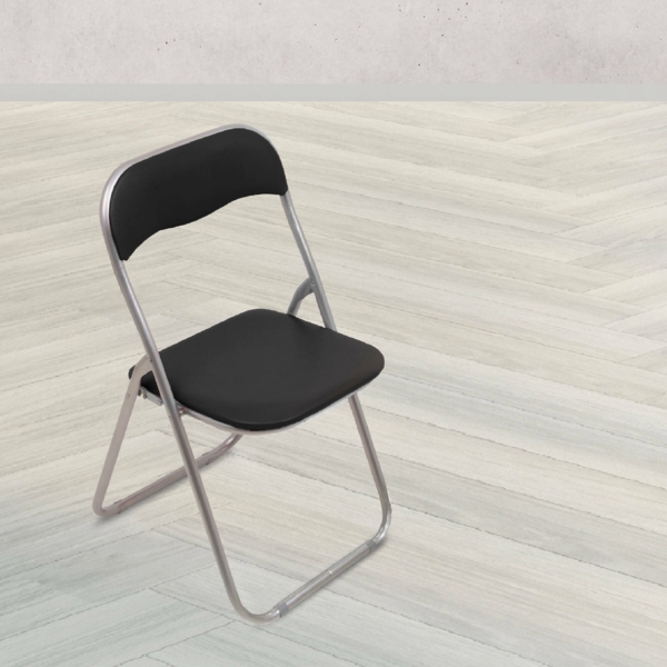 Dmora Klappstuhl Antenore, Platzsparender Stuhl, Gästestuhl, Besprechungssitz aus Öko-Leder, 43x47h80 cm, Schwarz Bild 1