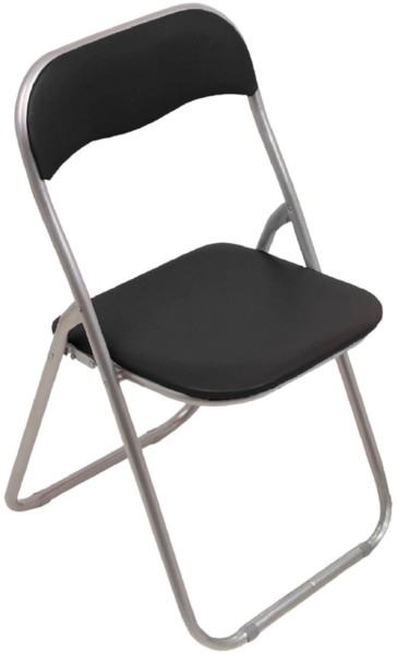 Dmora Klappstuhl Antenore, Platzsparender Stuhl, Gästestuhl, Besprechungssitz aus Öko-Leder, 43x47h80 cm, Schwarz Bild 2