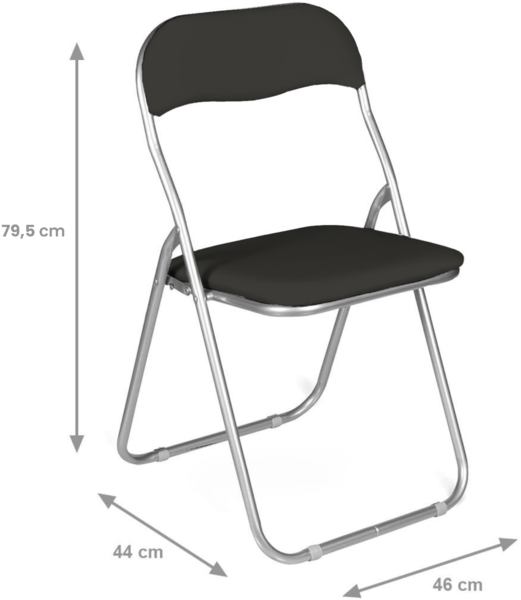 Dmora Klappstuhl Antenore, Platzsparender Stuhl, Gästestuhl, Besprechungssitz aus Öko-Leder, 43x47h80 cm, Schwarz Bild 3
