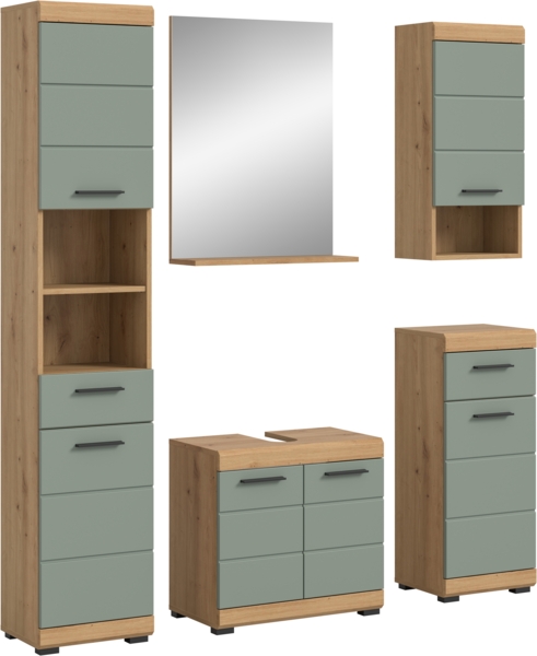 Xonox Scout Badkombination (B/H/T: 164x191x34 cm) in Salbei und Artisan Eiche Nachbildung