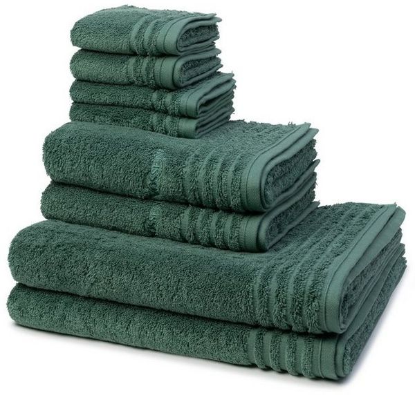 Vossen Vienna Style Supersoft 8 tlg. Frottier-Set - 2 X Handtuch (50 X 100cm), 2 X Duschtuch (67 X 140cm), 2 X Gästetuch (30 X 50cm), 2 X Seiftuch (30 X 30cm) - 620 g/m2 - Evergreen