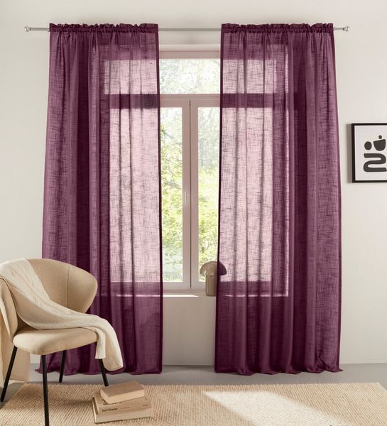 LeGer Home by Lena Gercke Gardine Marusha (1 St), Stangendurchzug, halbtransparent, Leinenoptik, grob gewebt, verschiedene Größen