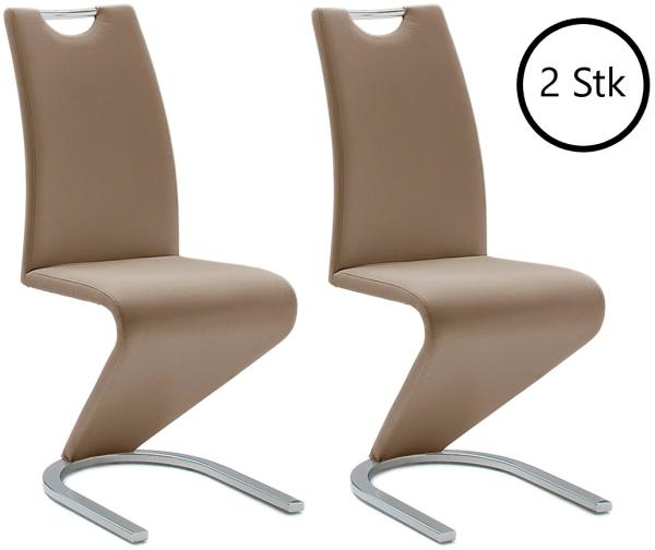 Esszimmerstuhl >Pupik I< (2er Set) in Cappuccino aus Metall - 45x102x62 (BxHxT)