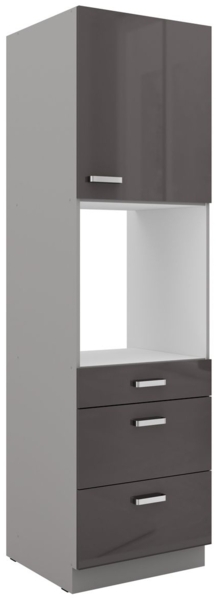 Küchen Hochschrank 60 Bianca Grau Hochglanz + Grau Küchenzeile Küchenblock Grey