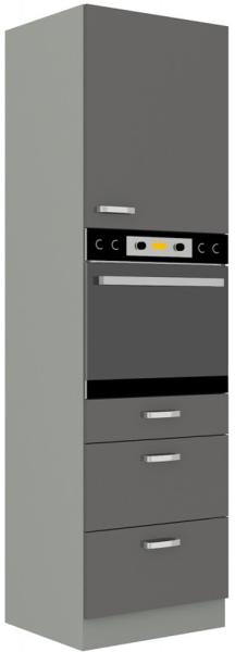 Küchen Hochschrank 60 Bianca Grau Hochglanz + Grau Küchenzeile Küchenblock Grey