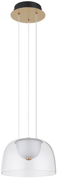 LED Hängelampe, Glas, satiniert, messingfarben, H 120 cm