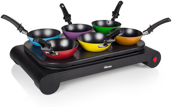 Tristar Grill & Crepesmaker Teppanyaki, ASIA Wok Pfannen-Set für 6 Personen, 1000Watt, 40x27 cm