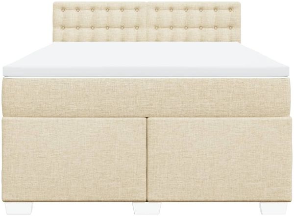 vidaXL Boxspringbett mit Matratze Creme 160x200 cm Stoff 3288258 Bild 6