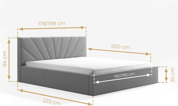 AX LIVING Polsterbett 160 x 200 Bett Larik Design Funktionalität KR09 Bild 4