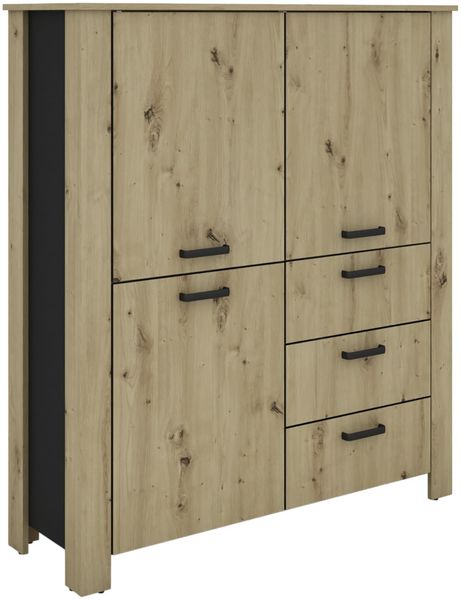 byLIVING Higboard FARO/Stollenoptik / 3 Türen und 3 Schubkästen/verstellbare Einlegeböden/viel Stauraum/Sideboard/Kommode/Maße: B 160, H 84, T (Artisan Eiche (Eiche-Optik))