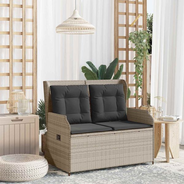 vidaXL Gartenbank Hellgrau Poly-Rattan 3394463