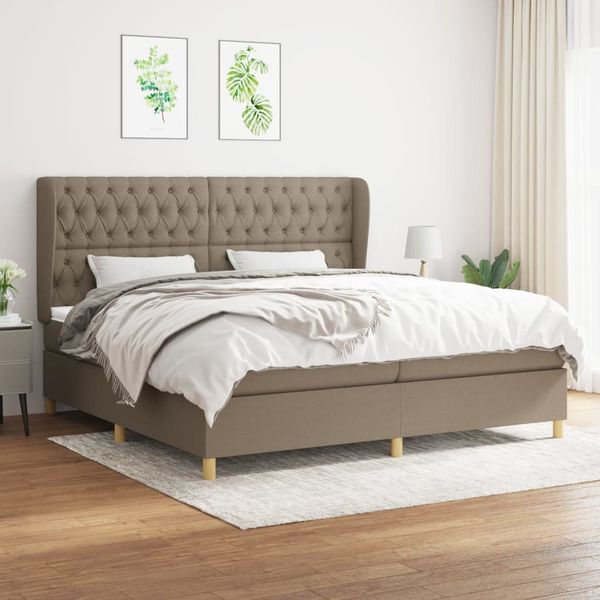 Boxspringbett mit Matratze Stoff Taupe 200x200 cm, Härtegrad: H2 [3128793]
