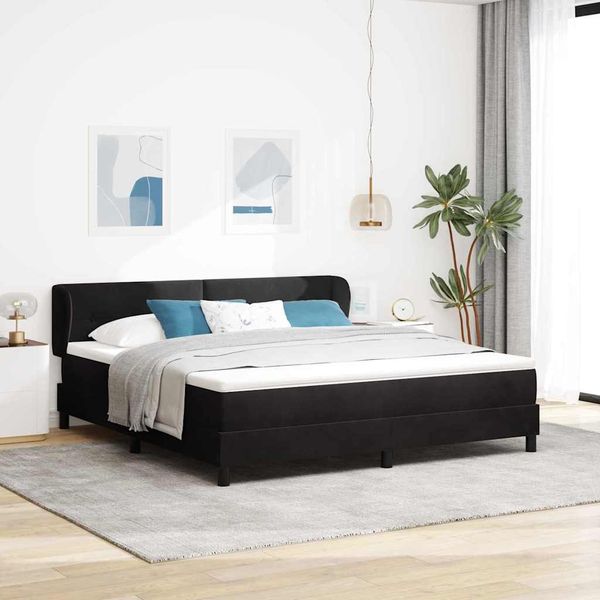 vidaXL Boxspringbett mit Kopfteil Schwarz 180 x 200 cm Samt 3340402