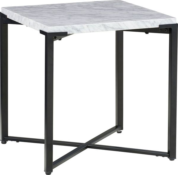 Leonique Beistelltisch Saxon Beistelltisch, Beistelltisch, quadratisch, helle Marmorplatte, schwarze Beine