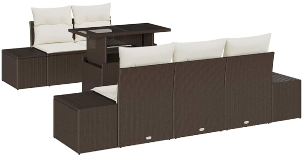 vidaXL Sofa Set mit Kissen 6 pcs Braun und Creme Poly-Rattan 3349094
