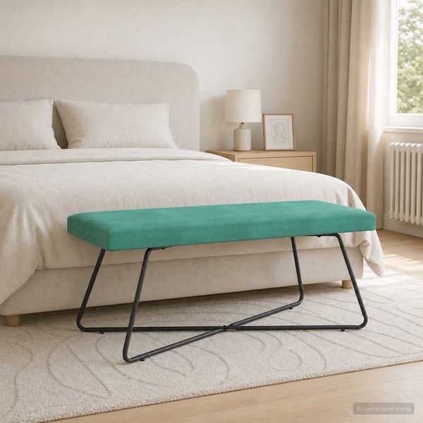 vidaXL Bank Uni Türkis 110 x 40 x 45 cm Samt 42038353