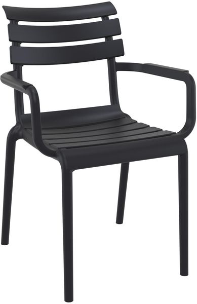 CLP Gartenstuhl Paris stapelbar mit Armlehnen wetterfest UV-beständig bis 160 kg,schwarz