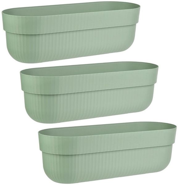 Engelland Blumenkasten mit Wasserspeicher/Drainagesystem und Abstandshalter (Vorteils-Set, 3 St), Blumentopf, 50 cm, PP-Kunststoff, Balkonkasten, länglich, formstabil
