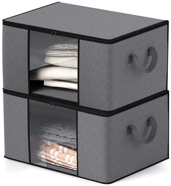 Youyijia Aufbewahrungsbox Aufbewahrungstasche Faltbare Kleidung und Spielzeug Grau (6, 90L) (6 St)
