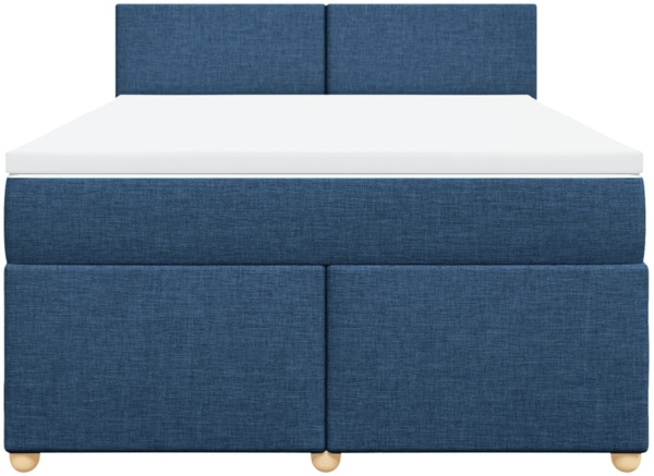 vidaXL Boxspringbett mit Matratze Blau 140x190 cm Stoff 3286674 Bild 3
