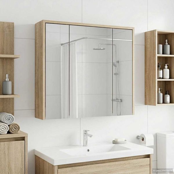 vidaXL Badezimmerspiegelschrank Sonoma-Eiche 63,5 x 16 x 62,5 cm 889153