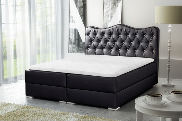 Boxspringbett SULTAN Kunstleder Schwarz 160x200 cm