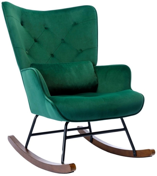 HomeMiYN Schaukelstuhl Schaukelstuhl Wohnzimmer Samt mit Metallgestell Holzsockel stillsessel, Aus holz