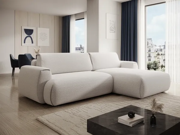 Vente-unique - MONELIA Sofa Stoff Weiß - B 167 cm x H 81 cm x L 270 cm