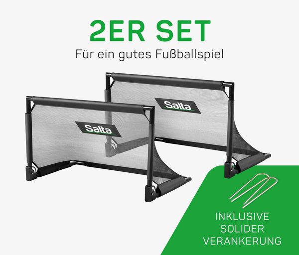 Salta 'Challenge' Fußballtor, 2er-Set, zusammenklappbar, Stahlrahmen schwarz, 100 x 60 x 60 cm Bild 5
