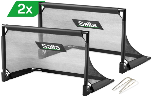 Salta 'Challenge' Fußballtor, 2er-Set, zusammenklappbar, Stahlrahmen schwarz, 100 x 60 x 60 cm