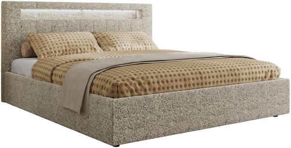 Polsterbett GOLD 5 CLASSIC 160 x 200 cm mit LED-Beleuchtung & Bettkasten, Doppelbett inkl. Lattenrost, Metall-Lift-System & Stauraum - Beige Struktur Bild 5