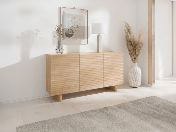 Vente-unique - LUDIMA Sideboard Holz, Platte Beige - B 41,8 cm x H 81,3 cm x L 150 cm