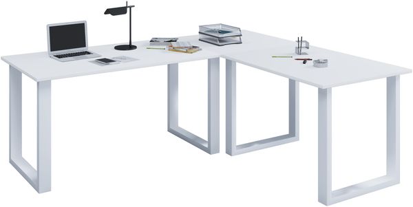 VCM Schreibtisch Lona 916479 Weiß / Weiß H. 76 x B. 160 x T. 160 cm