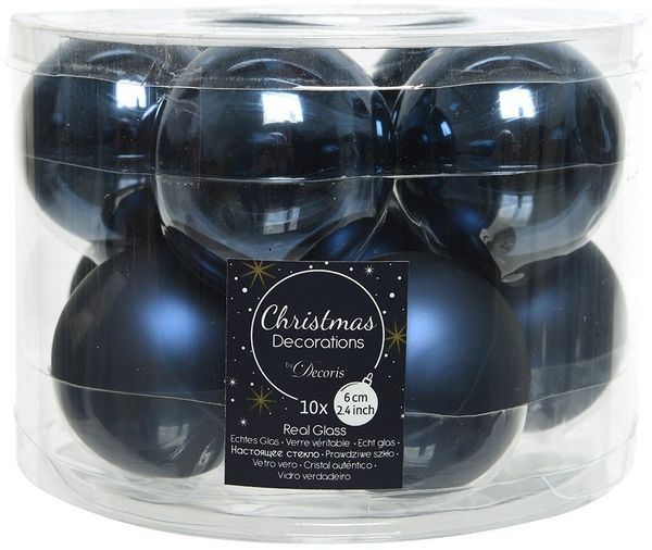 Kaemingk Weihnachtsbaumkugel, Weihnachtskugeln Glas 6cm x 10 Stück - Nachtblau