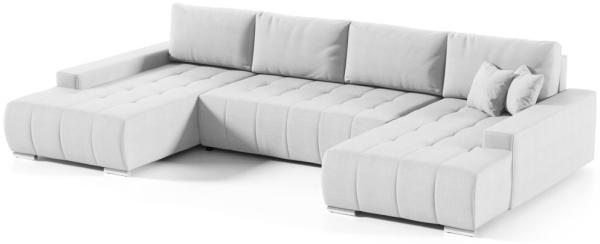 Wohnlandschaft Sofa mit Schlaffunktion VOGAR Stoff Aulla Hellgrau